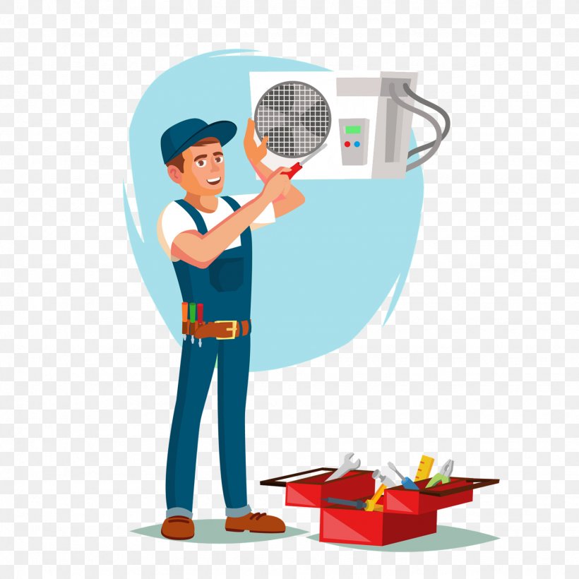 Technician working on an air conditioner